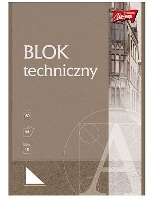 Blok techniczny z białymi kartkami A4, 10 kartek UNIPAP