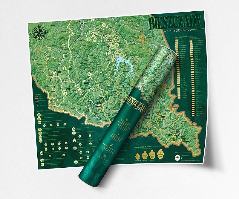 Mapa zdrapka szlaki bieszczad