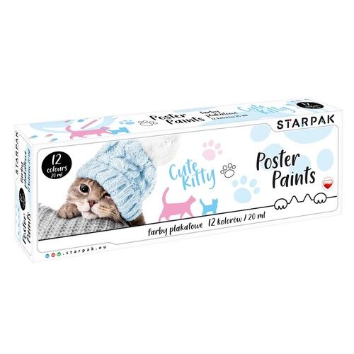 Farby plakatowe 12 kolorów 20ml Kotki