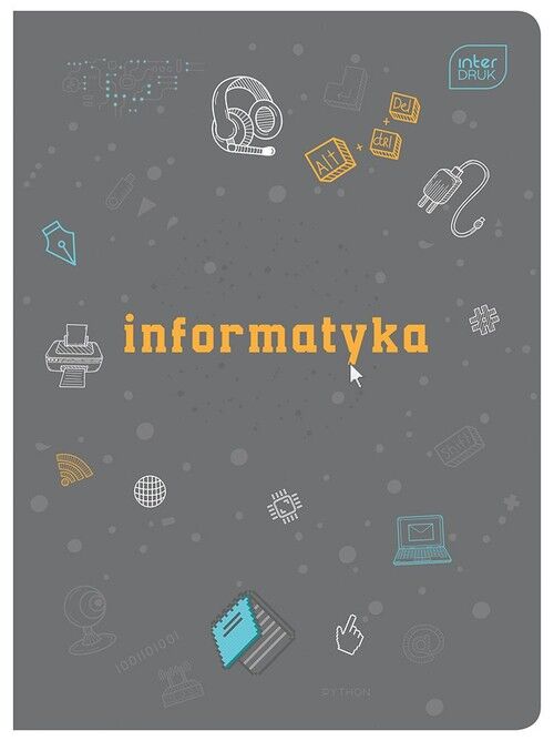 Zeszyt A5 w kratkę 60 kartek Informatyka 10 sztuk mix