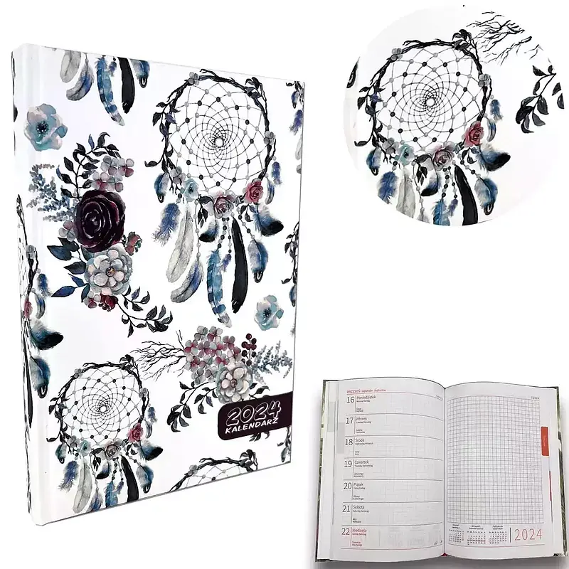 Kalendarz 2024 tygodniowy a5 soft touch boho łapacz snów ev230044