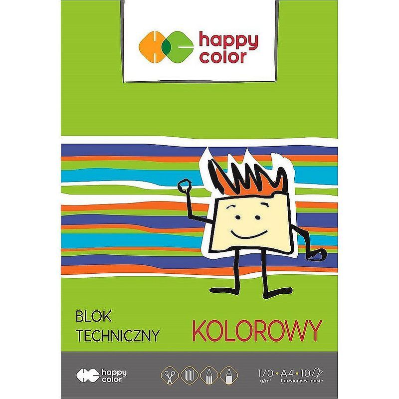 Blok techniczny kolorowy a4 170g happy color pakiet 20sztuk
