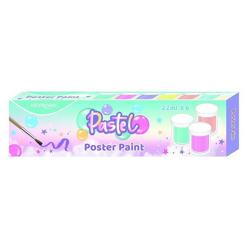 Farby plakatowe 22ml pastel keyroad pędzelek gratis 6 kolorów