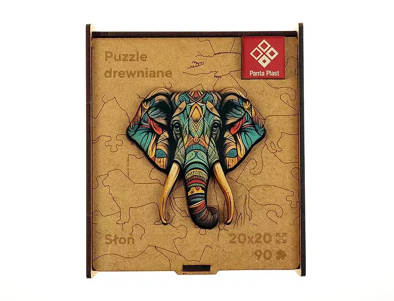 Puzzle 90 drewniane a4 słoń