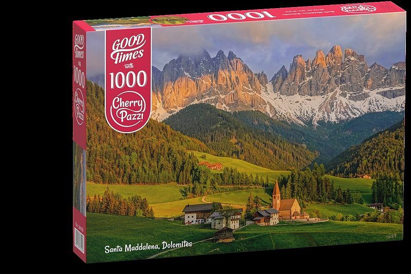 Puzzle 1000 cherry pazzi santa maddalena, dolomites