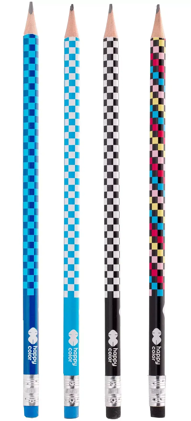 Ołówek trójkątny skate 2b z gumką happy color paczka 24 szt