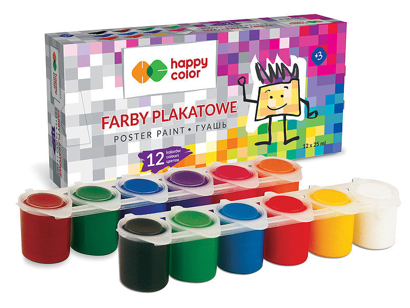 Farba plakatowa tempera happy color 12 kolorów po 25ml