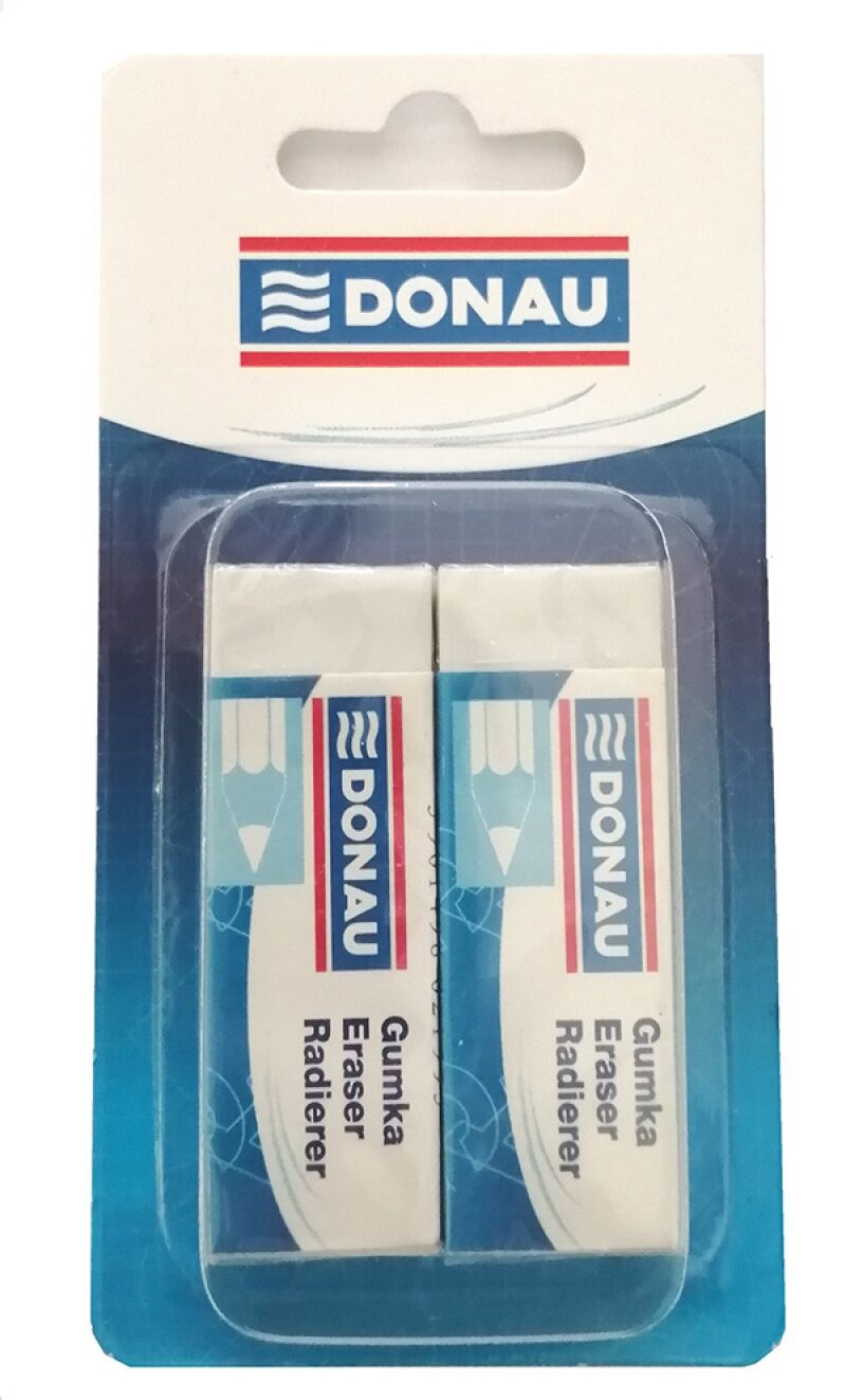 Gumka uniwersalna DONAU biała 2szt. blister