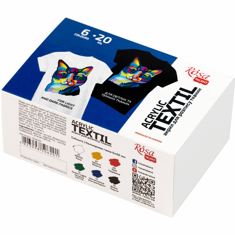 Farby do tkanin 6x20 ml