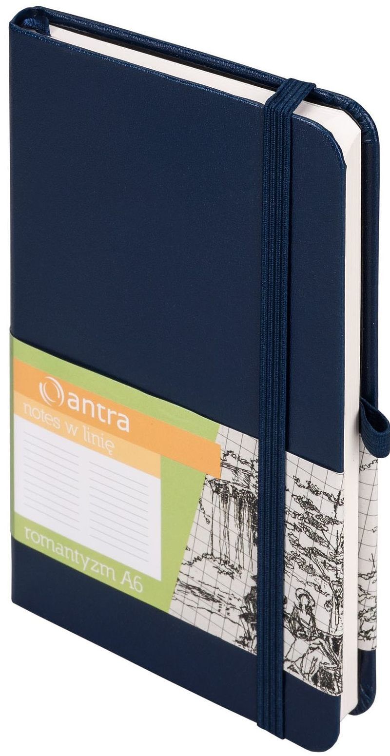 Notes A6 kieszonkowy z gumką ROMANTYZM LINIA GRANATOWY