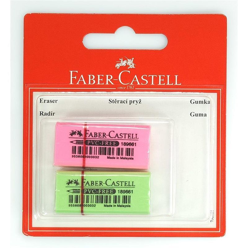 Gumka faber-castell neonowa mała 2 sztuki blister