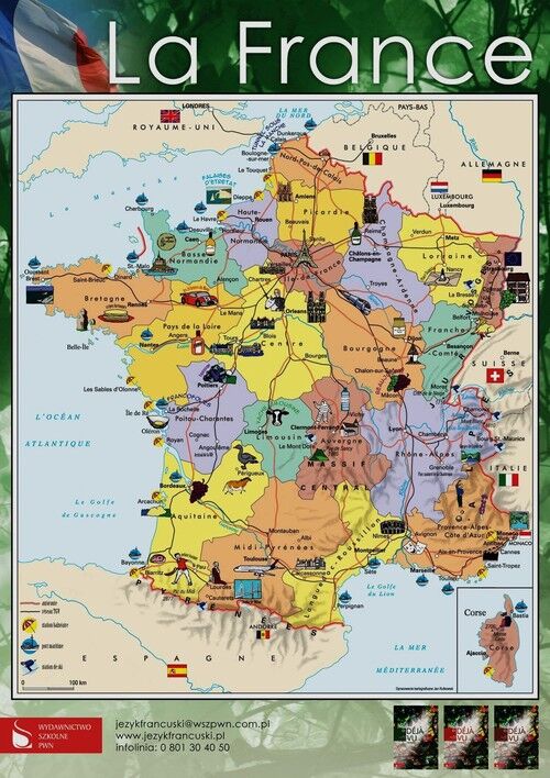 Plakat mapa kulturowa Francji