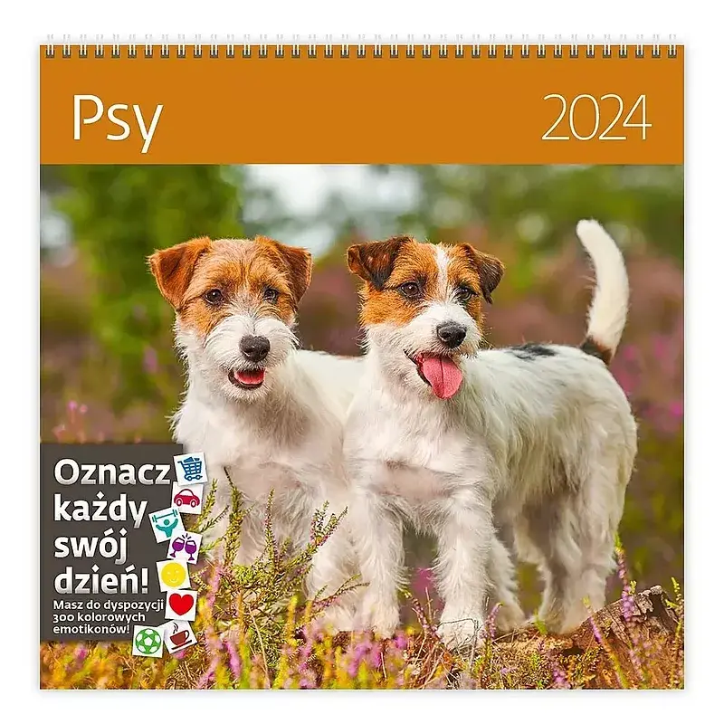Kalendarz 2024 psy z naklejkami ścienny