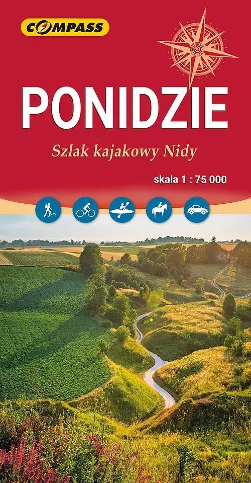 Ponidzie. Szlak kajakowy Nidy. Mapa turystyczna w skali 1:75 000