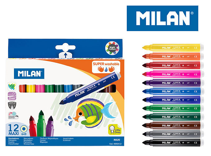 Flamastry milan maxi super washable 12 kolorów