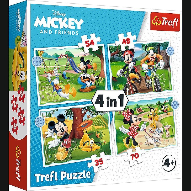 Puzzle 4w1 Fajny dzień Mickiego Disney