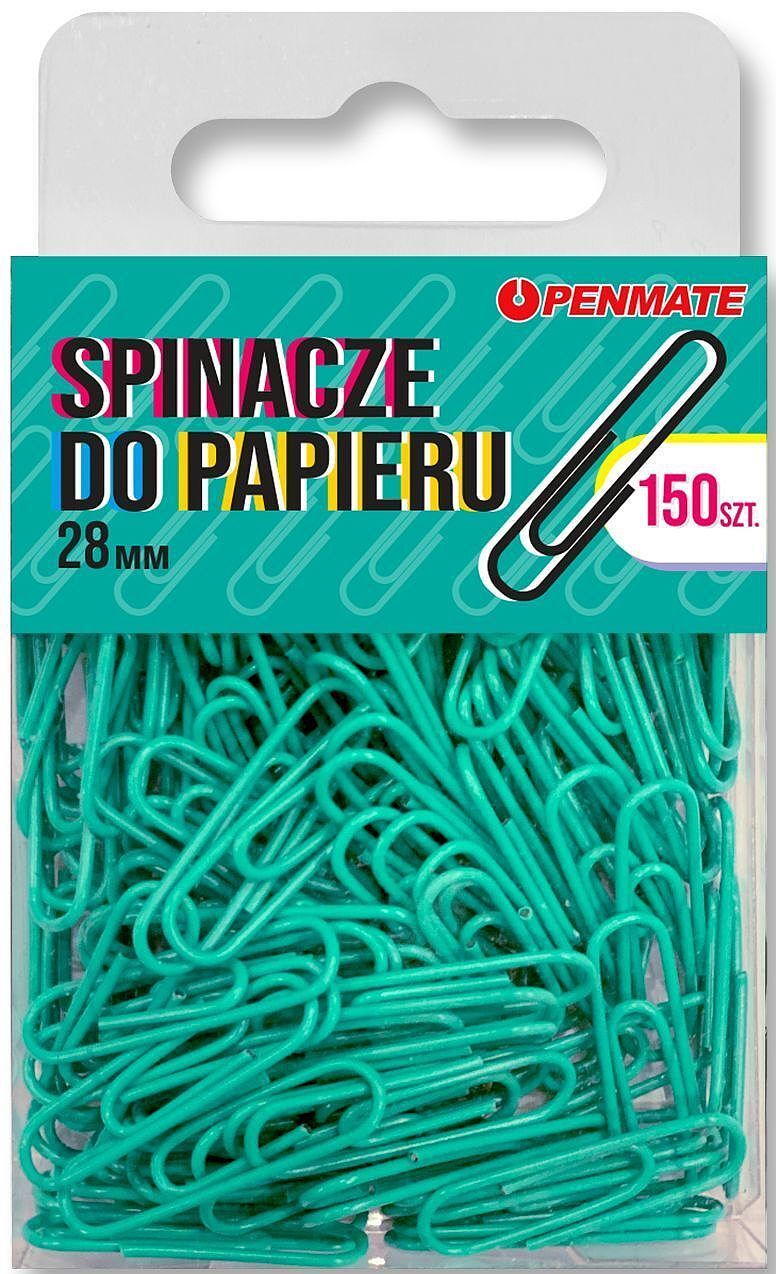 Spinacze do papieru penmate turkusowy 28 mm tt8317