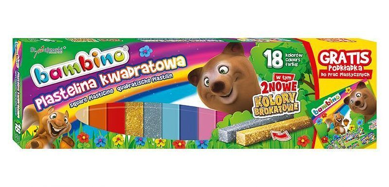 Plastelina 18 kolorów kwadratowa bambino