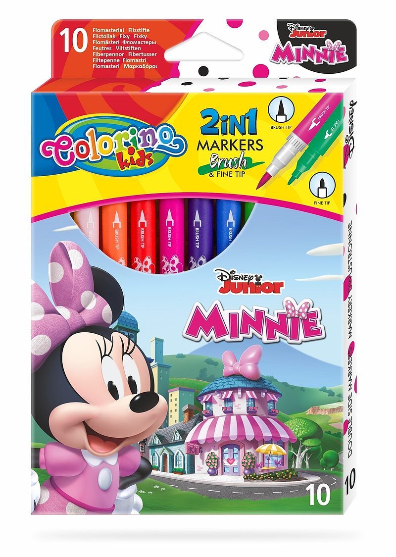 Flamastry dwustronne colorino kids 10 kolorów minnie
