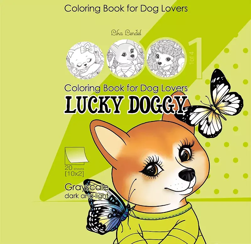 Kolorowanka antystresowa 200x200 20 kartek usztywniana 2d brokat lucky doggy 1