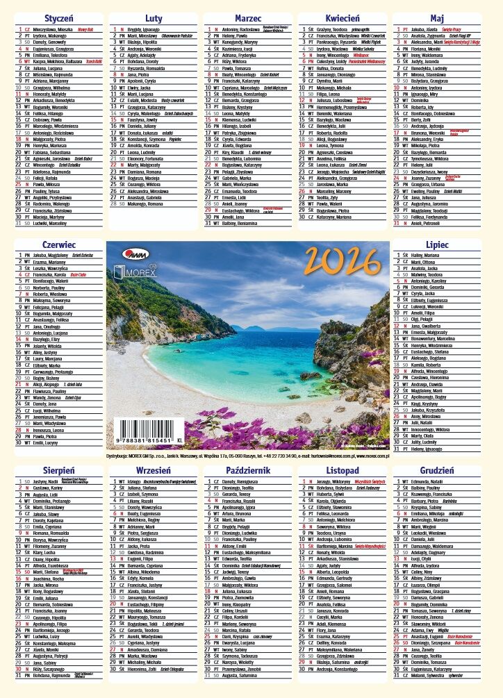 Kalendarz 2026 listkowy KL