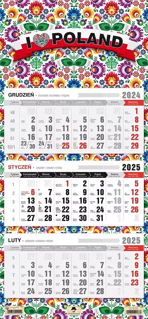 Kalendarz 2025 trójdzielny folk kt1–v. 80