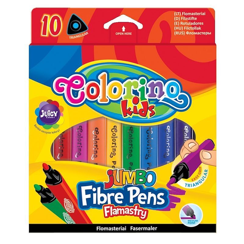 Flamastry colorino kids jumbo trójkątne 10 kolorów