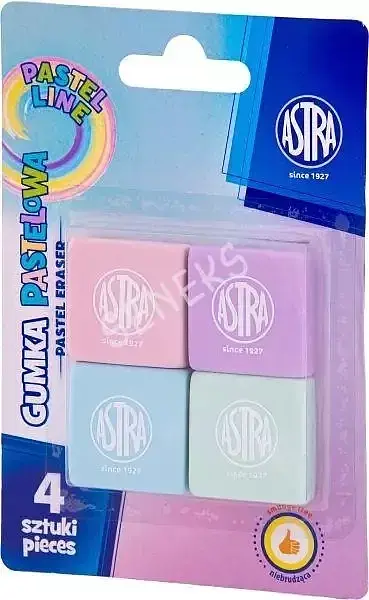 Gumka kwadratowa pastelowa astra pastel line 4 szt