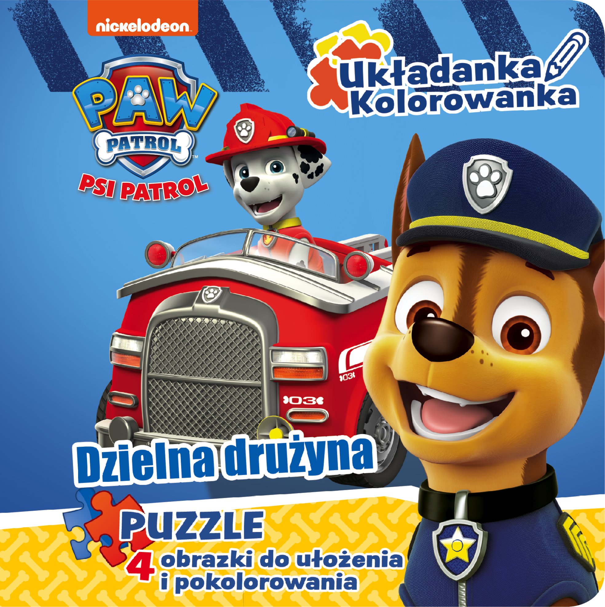 Psi Patrol. Układanka kolorowanka. Dzielna drużyna