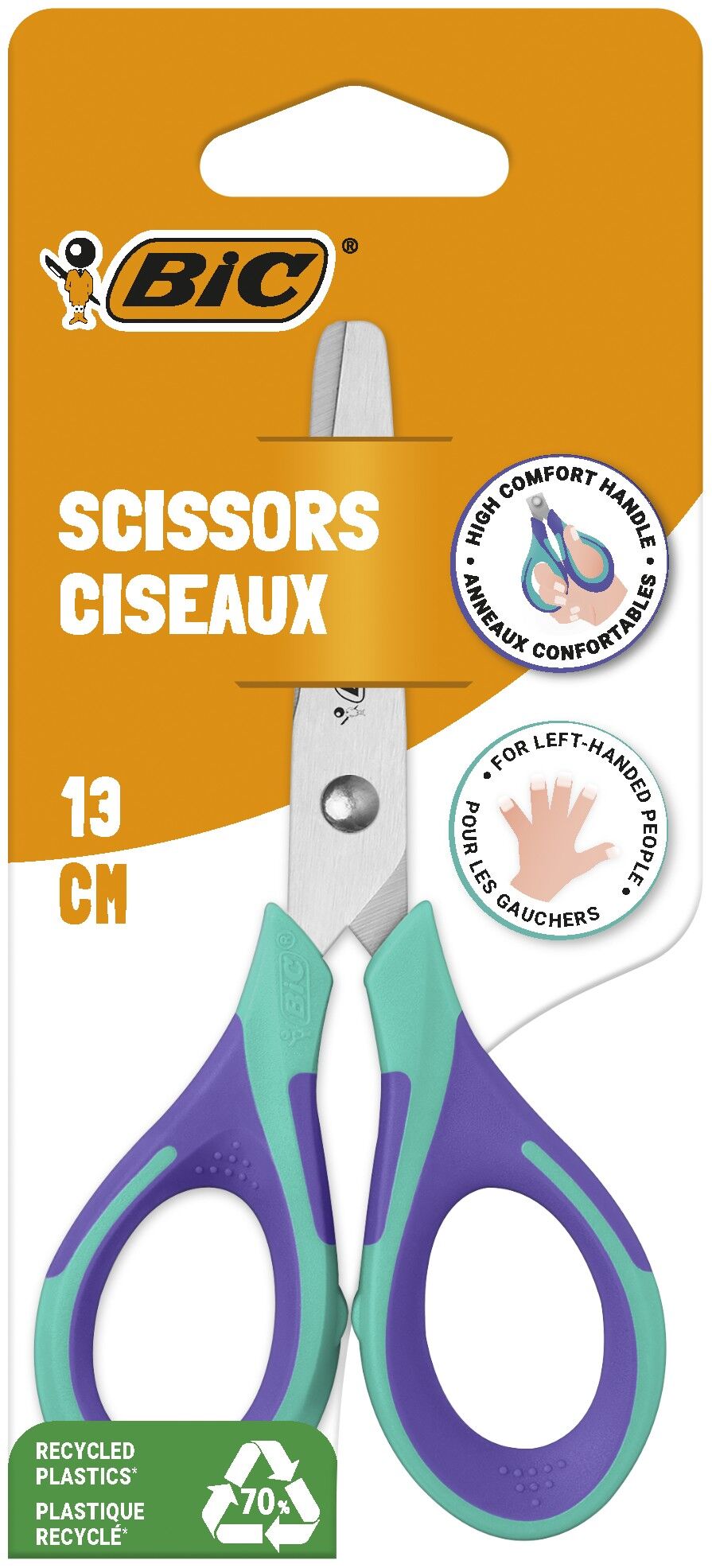 Nożyczki BIC Comfort 13cm blister 1szt.mix