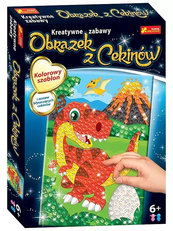 Cekinowy obrazek dinozaur trex