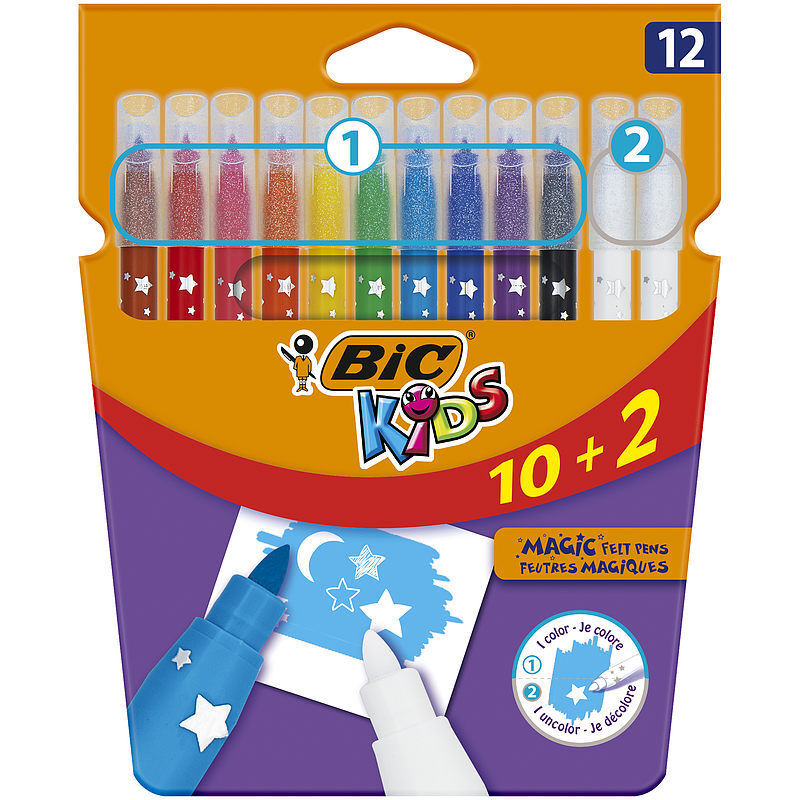 Flamastry bic kids magic felt pens pudełko 10+2 kolory