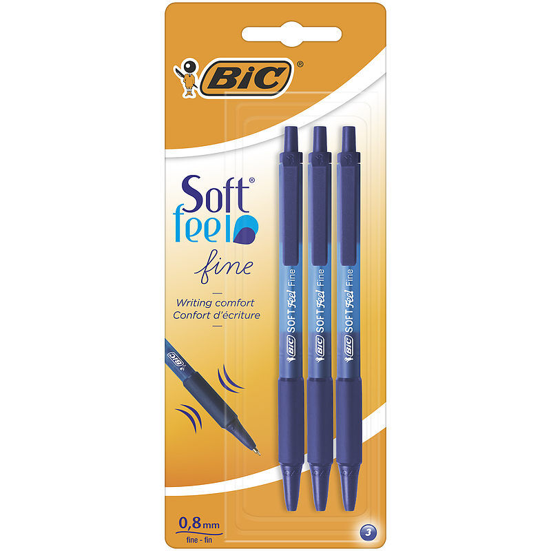 Długopis bic soft feel niebieski blister 3szt