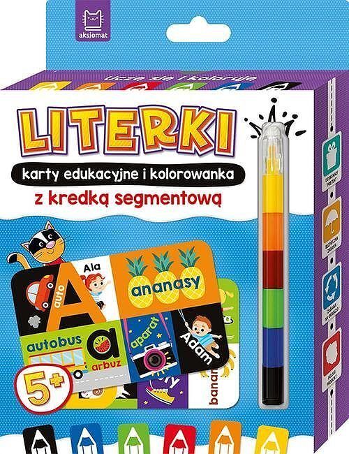 LITERKI karty edukacyjne i kolorowanka z kredką segmentową. Uczę się i koloruję 5+