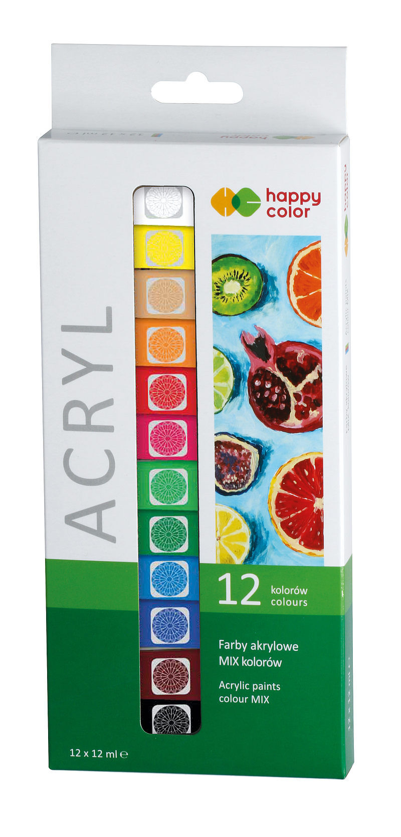 Farba akrylowa zestaw happy color 12 kolorów po 12 ml