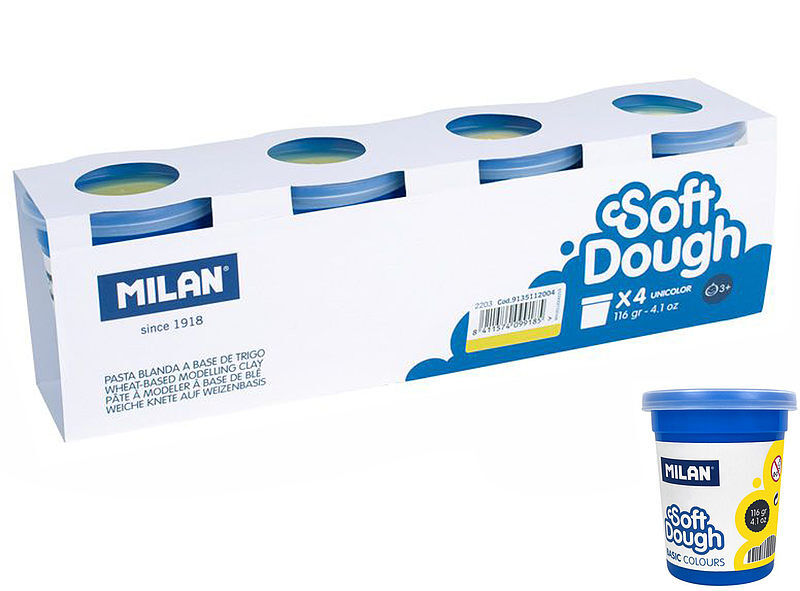 Ciastolina milan basic 4 słoiczki x 116 g żółta