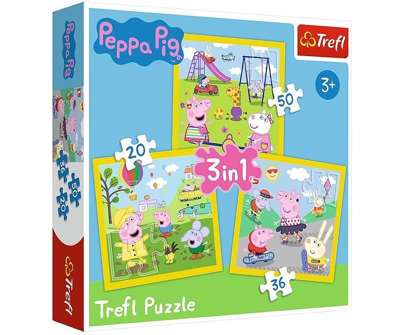 Puzzle 3w1 wesoły dzień peppy świnka peppa 34849