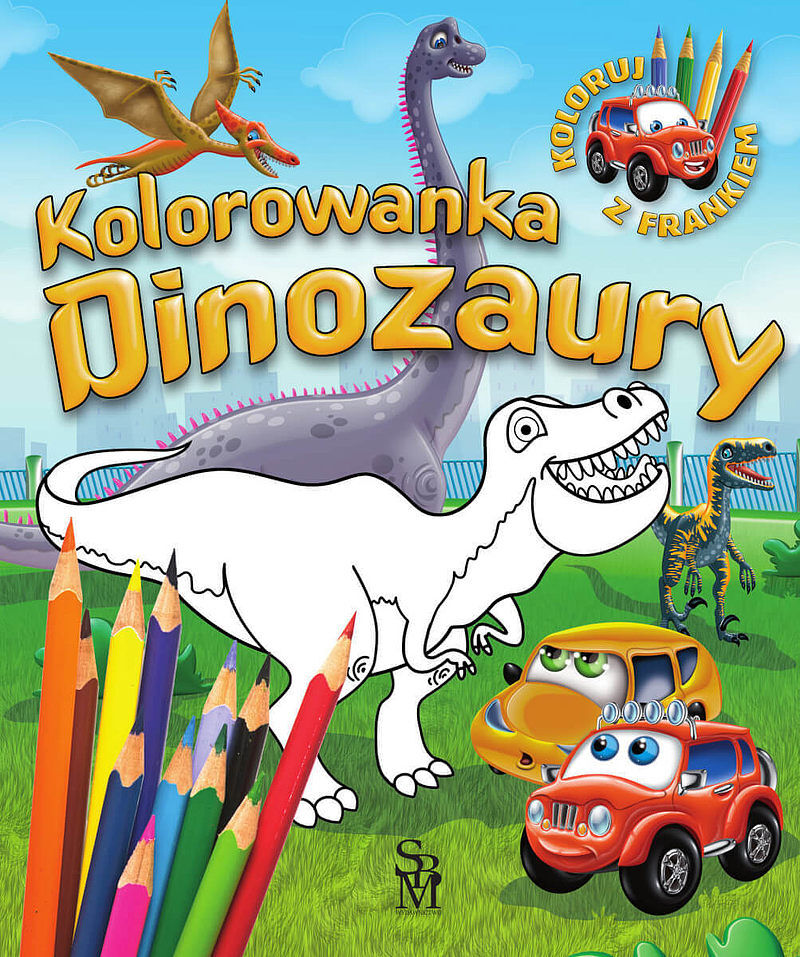 Dinozaury. Kolorowanka. Samochodzik franek