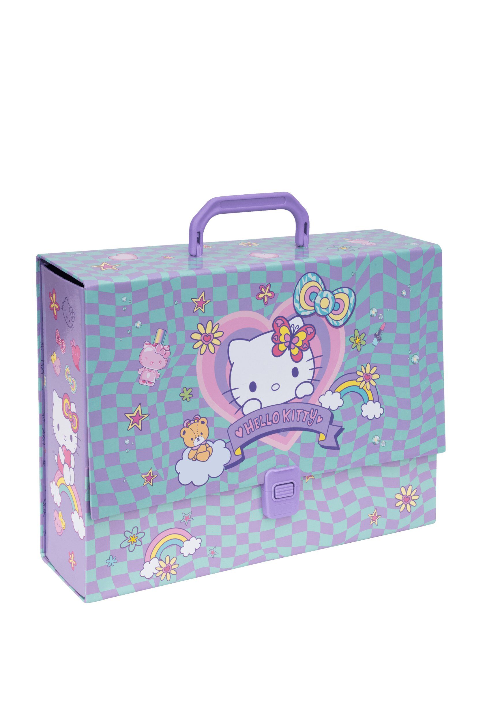 Teczka przestrzenna tekturowa z gumką A4 Hello Kitty pink wzór 2