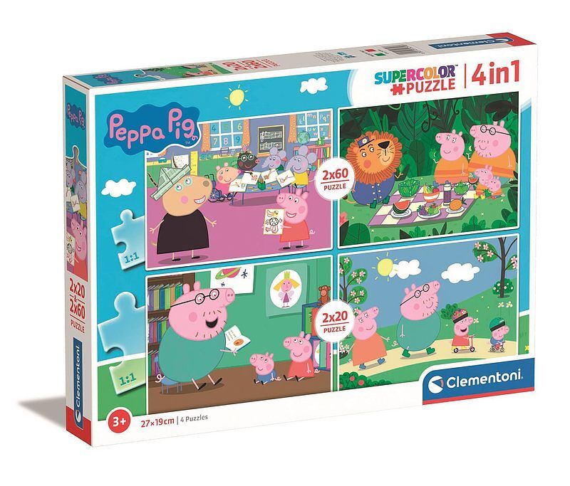 Puzzle 2x20+2x60 super kolor peppa pig 24799