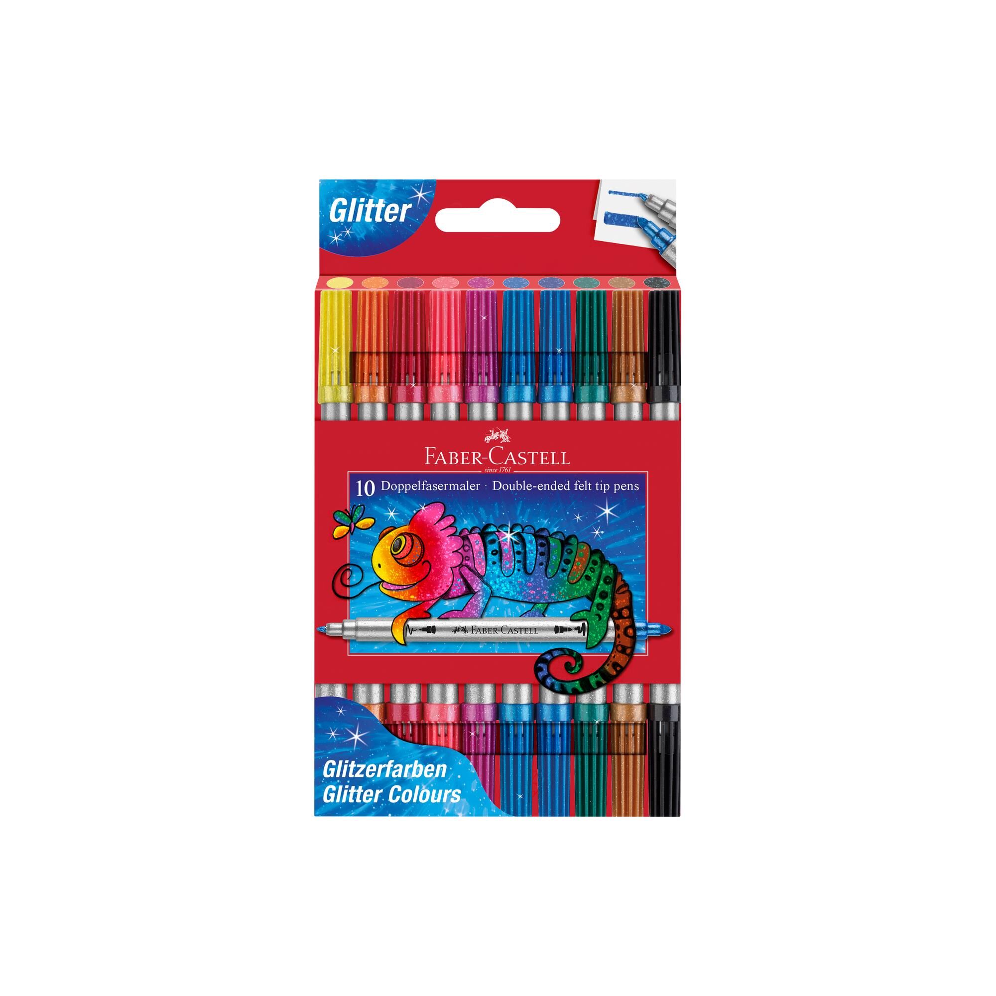 Flamastry Faber-Castell dwustronne brokatowe 10 kolorów