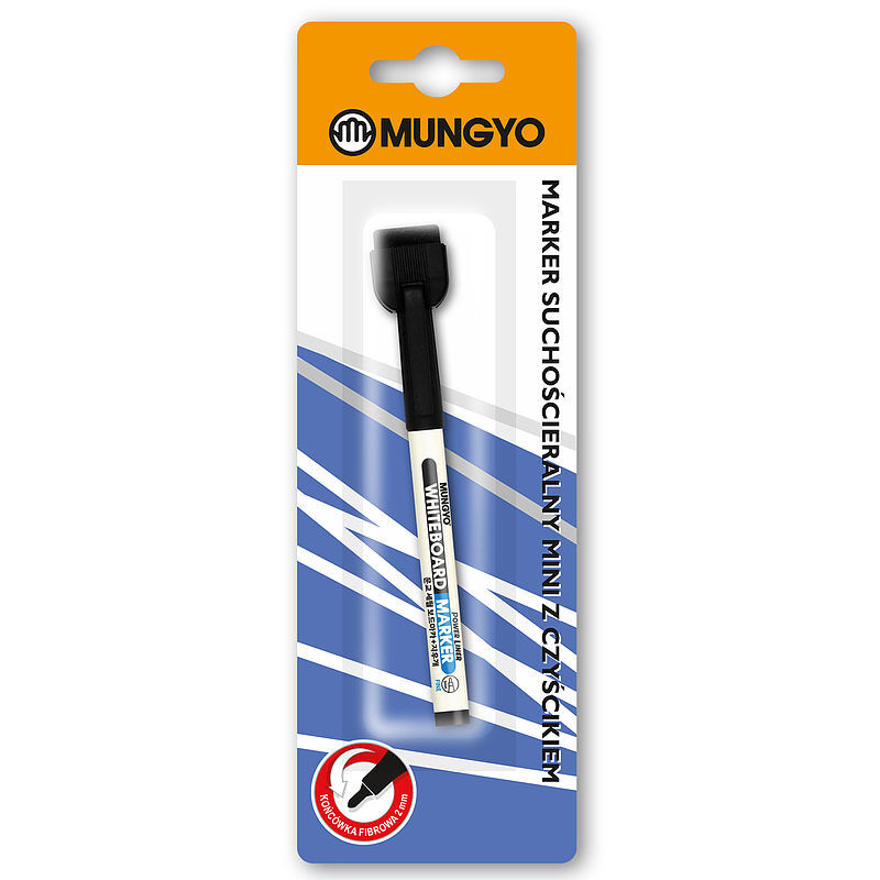 Marker suchościeralny mini z czyścikiem czarny mungyo blister