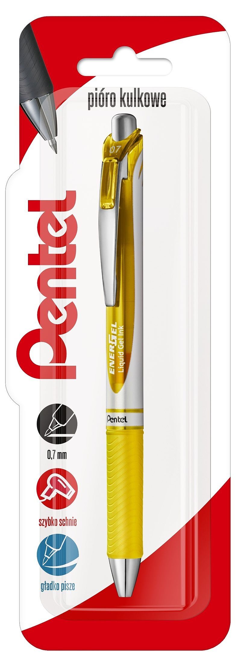 Pióro kulkowe 0,7 mm energel bl77 żółty 1 szt