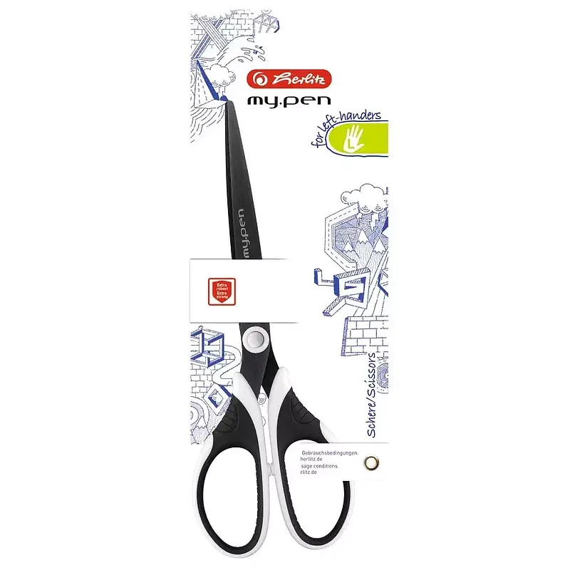 Nożyczki my. Pen 18 cm dla leworęcznych czarno-białe