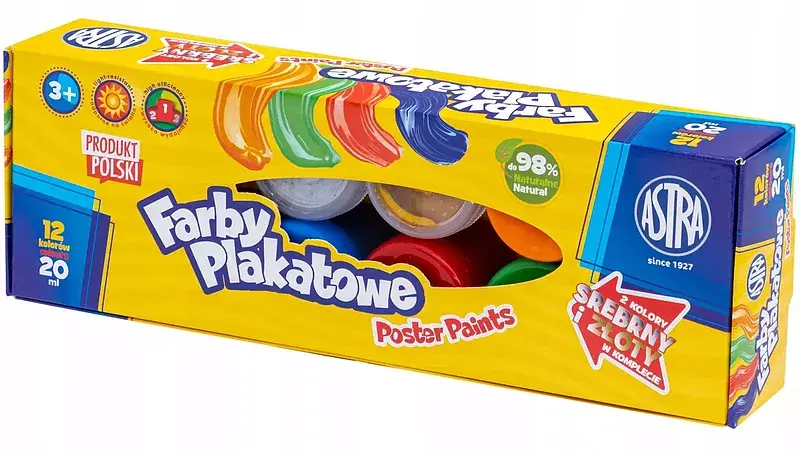 Farby plakatowe astra 12 kolorów