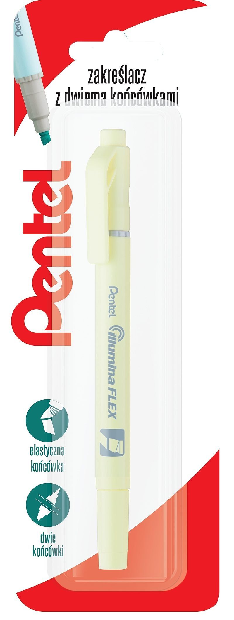 Dwustronny zakreślacz, pastelowy żółty, slw11p x 1 blister