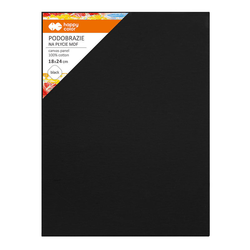 Podobrazie bawełniane 18x24 impregnowane czarne mdf happy color