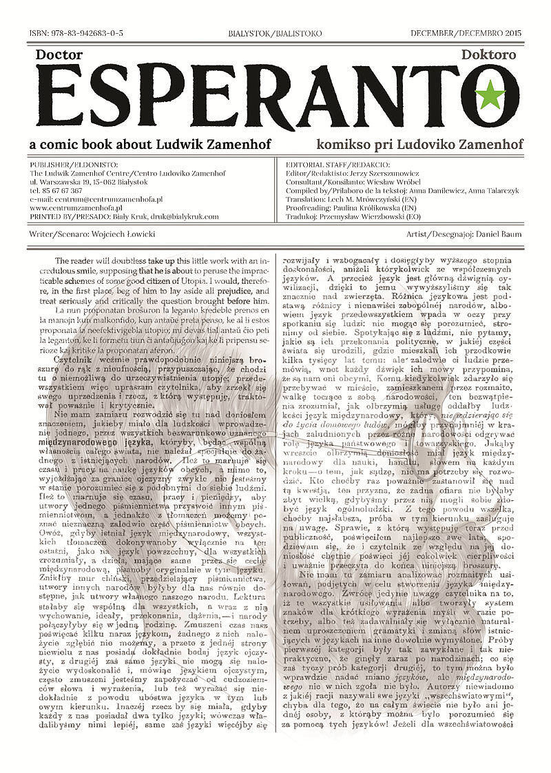 Doktor ESPERANTO - A comic book about Ludwik Zamenhof / Komikso pri Ludoviko Zamenhof
