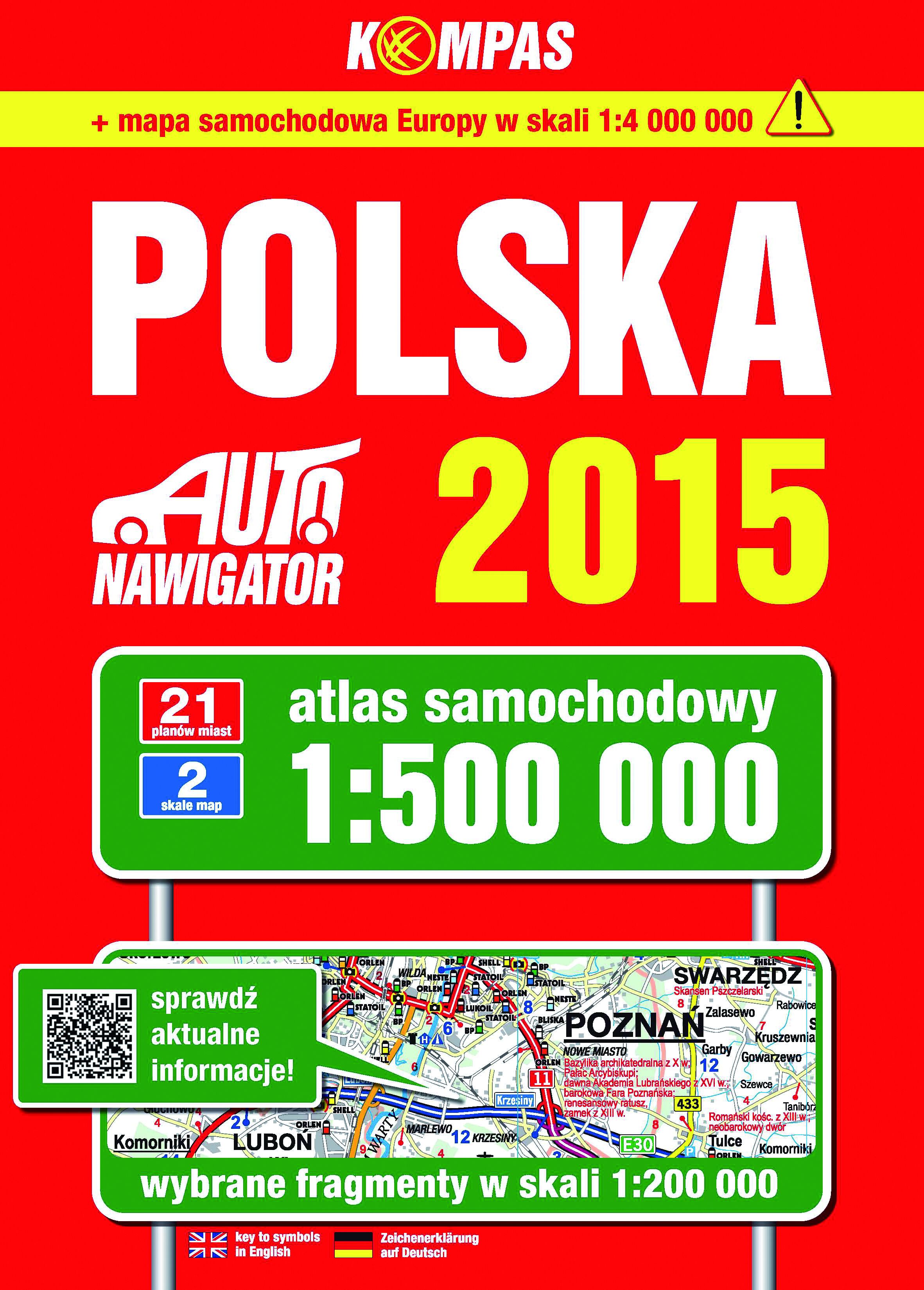 Polska atlas samochodowy 1:500 000 edycja 2015