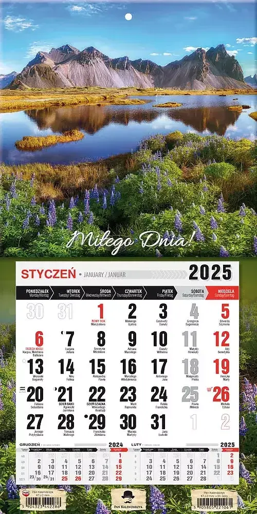 Kalendarz 2025 jednodzielny mini z magnesem góry ktj2m- v. 33